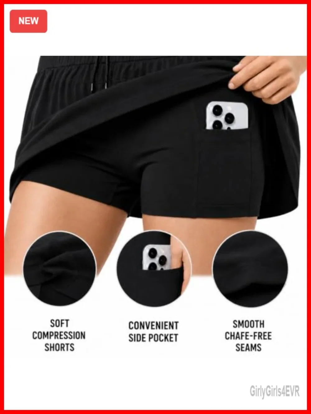 UPF 30+ Pleated Skort with Pockets | 2-Way Stretch, Built-In Shorts Liner